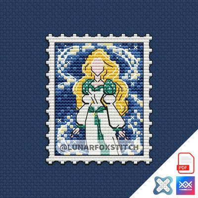 Swan girl mini postage stamp cross stitch pattern