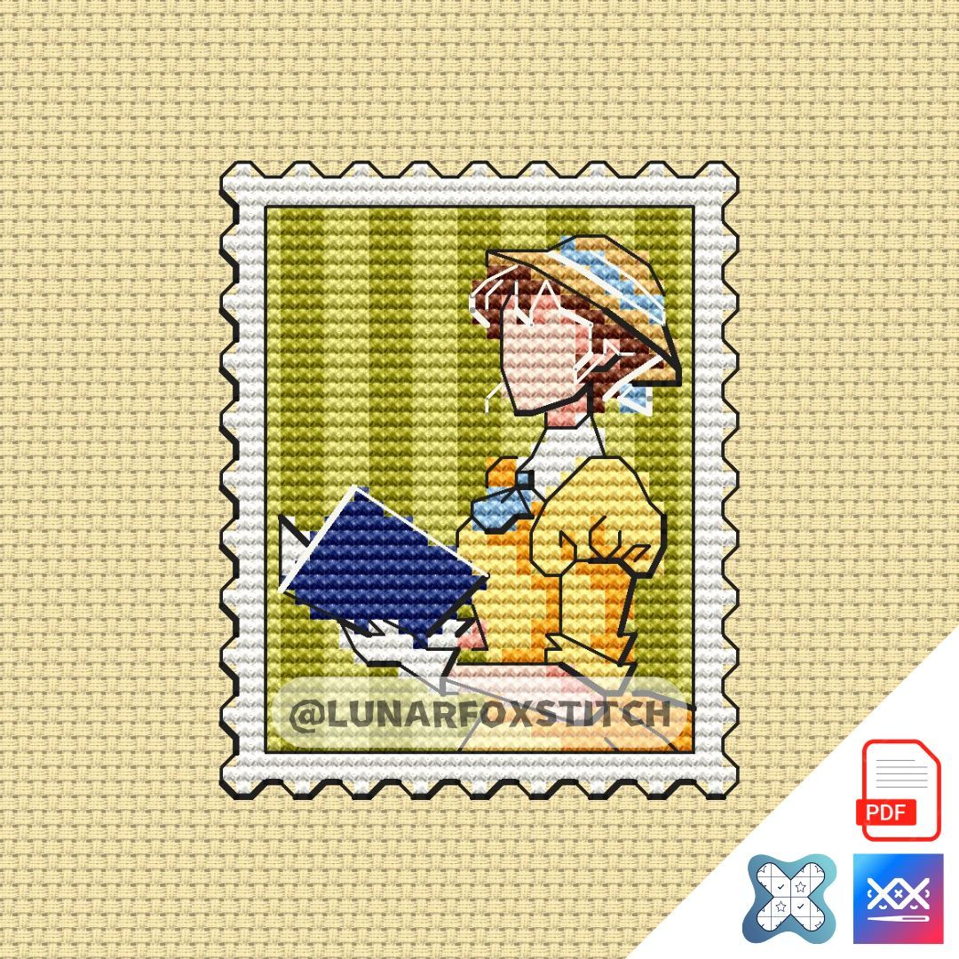 Jungle girl mini postage stamp cross stitch pattern