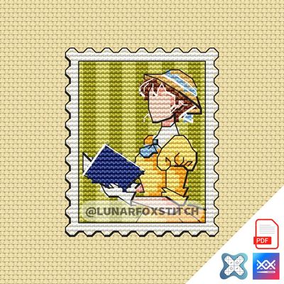 Jungle girl mini postage stamp cross stitch pattern