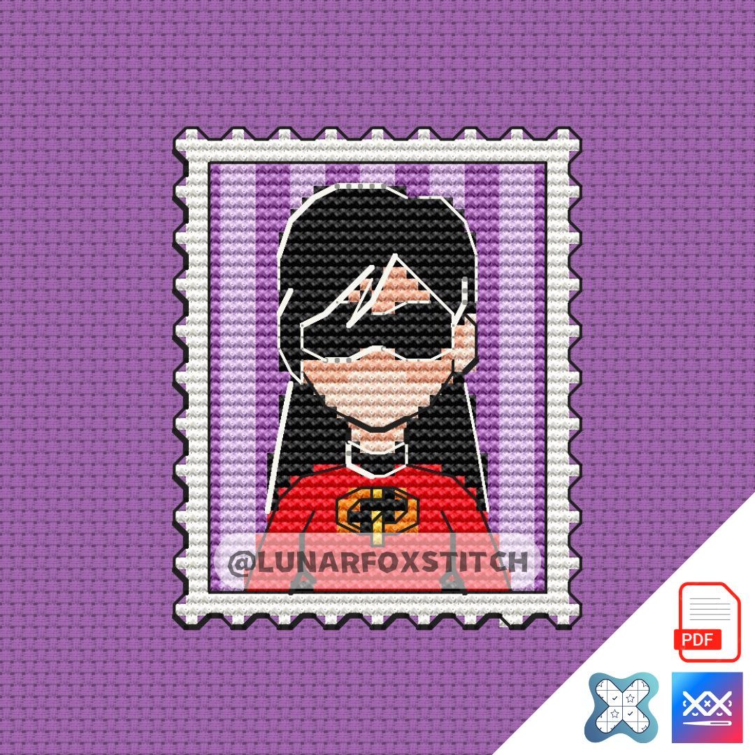 Violet mini postage stamp cross stitch pattern