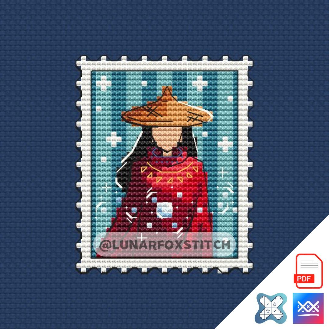 Dragon princess mini postage stamp cross stitch pattern