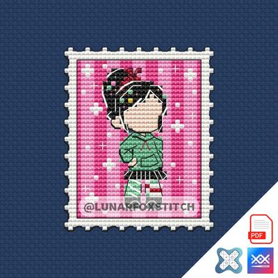 Candy girl mini postage stamp cross stitch pattern
