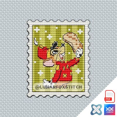 Mouse mini postage stamp cross stitch pattern