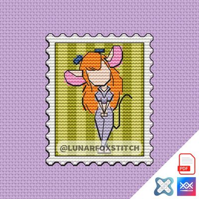 Mouse mini postage stamp cross stitch pattern