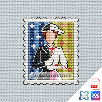 Mary mini postage stamp cross stitch pattern