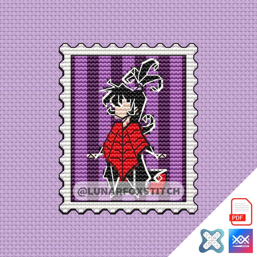 Gothic girl mini postage stamp cross stitch pattern