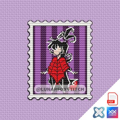 Gothic girl mini postage stamp cross stitch pattern