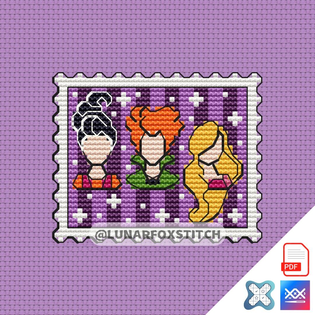 Witches mini postage stamp cross stitch pattern