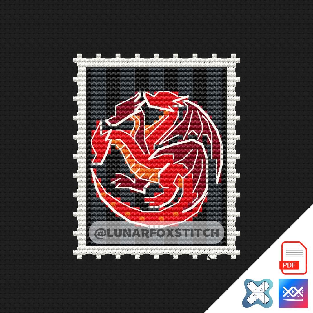 Dragons mini postage stamp cross stitch pattern