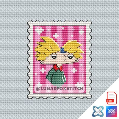 Boy mini postage stamp cross stitch pattern