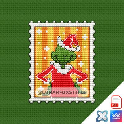 Green villain mini postage stamp cross stitch pattern