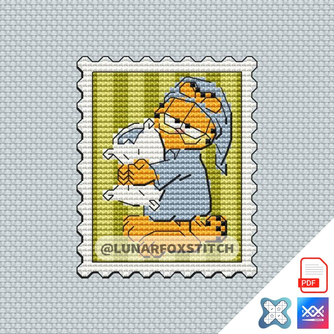Cat mini postage stamp cross stitch pattern