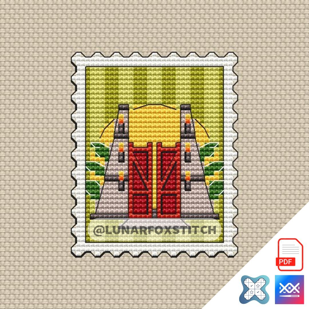 Dinosaur mini postage stamp cross stitch pattern