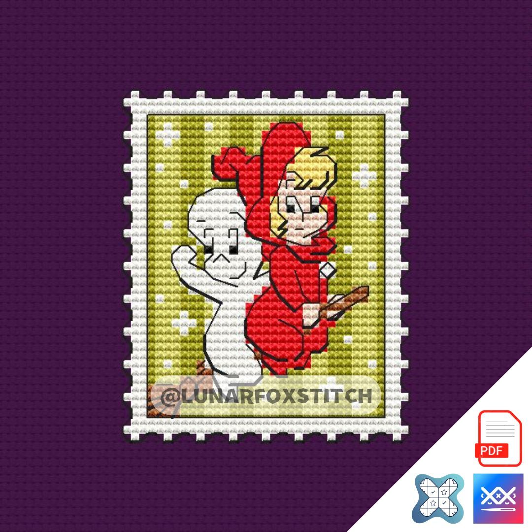 Ghost mini postage stamp cross stitch pattern