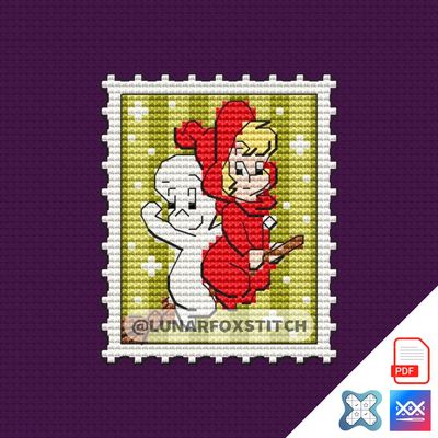 Ghost mini postage stamp cross stitch pattern