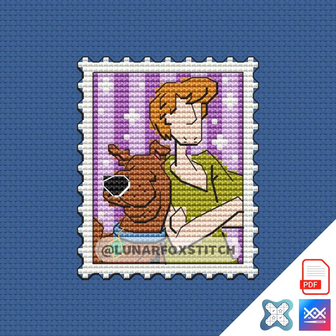 Spy dog mini postage stamp cross stitch pattern