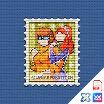 Spy girls mini postage stamp cross stitch pattern
