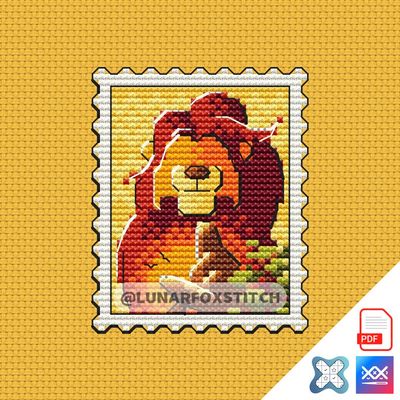 Lion mini postage stamp cross stitch pattern