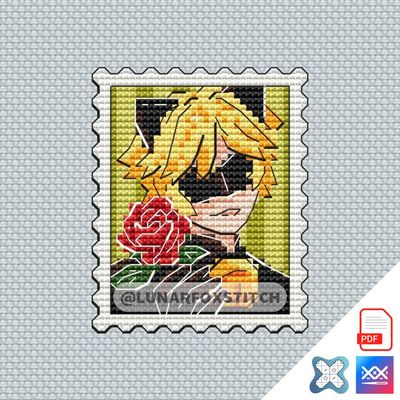 Cat boy mini postage stamp cross stitch pattern