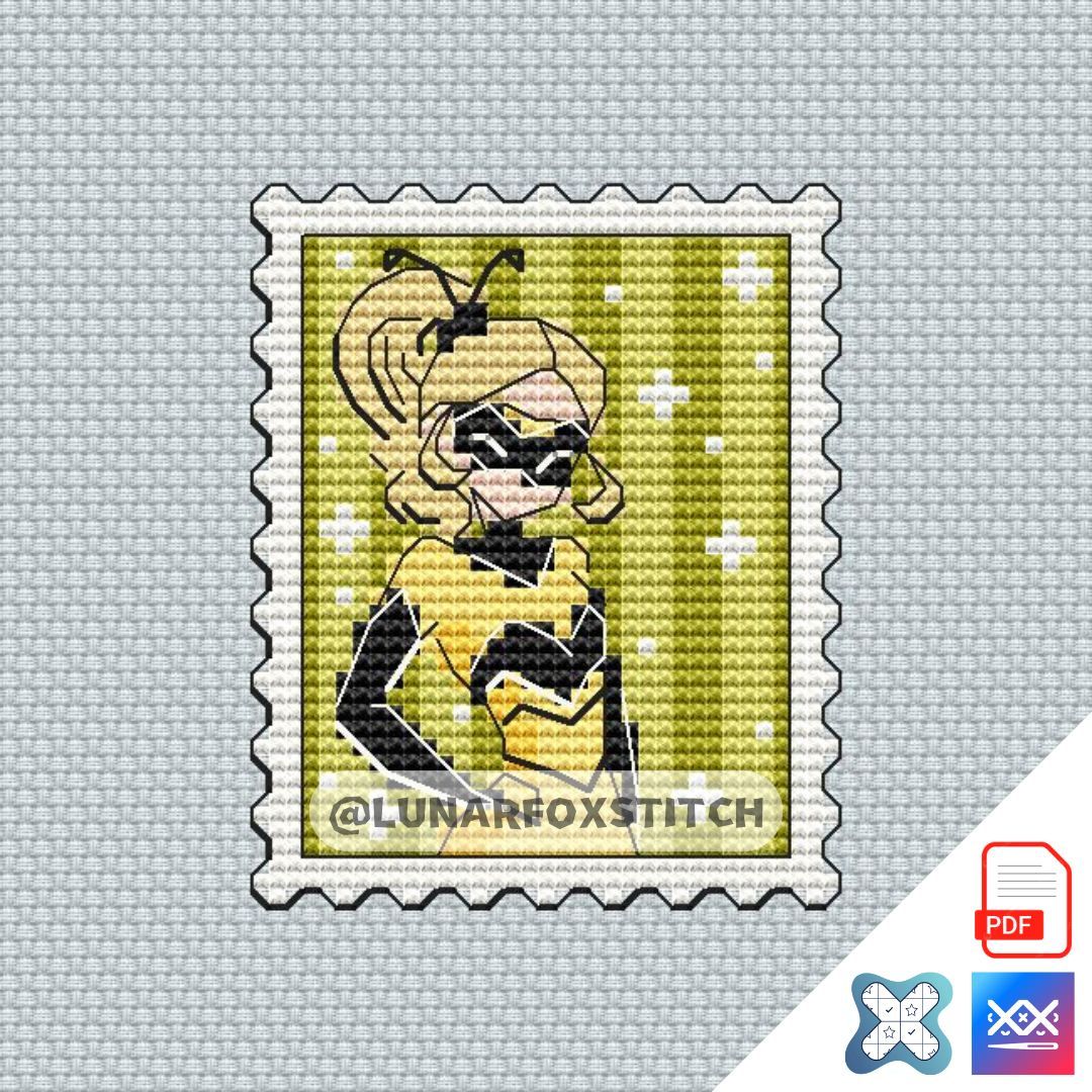 Queen girl mini postage stamp cross stitch pattern