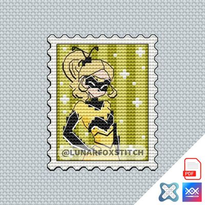 Queen girl mini postage stamp cross stitch pattern