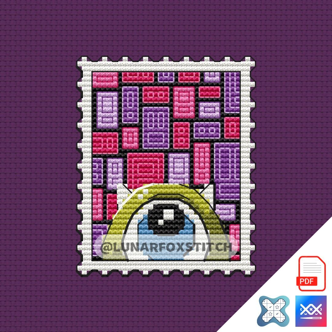 Monster mini postage stamp cross stitch pattern