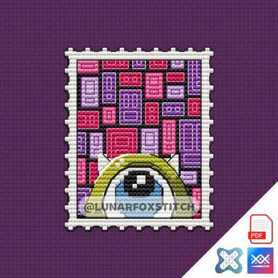 Monster mini postage stamp cross stitch pattern