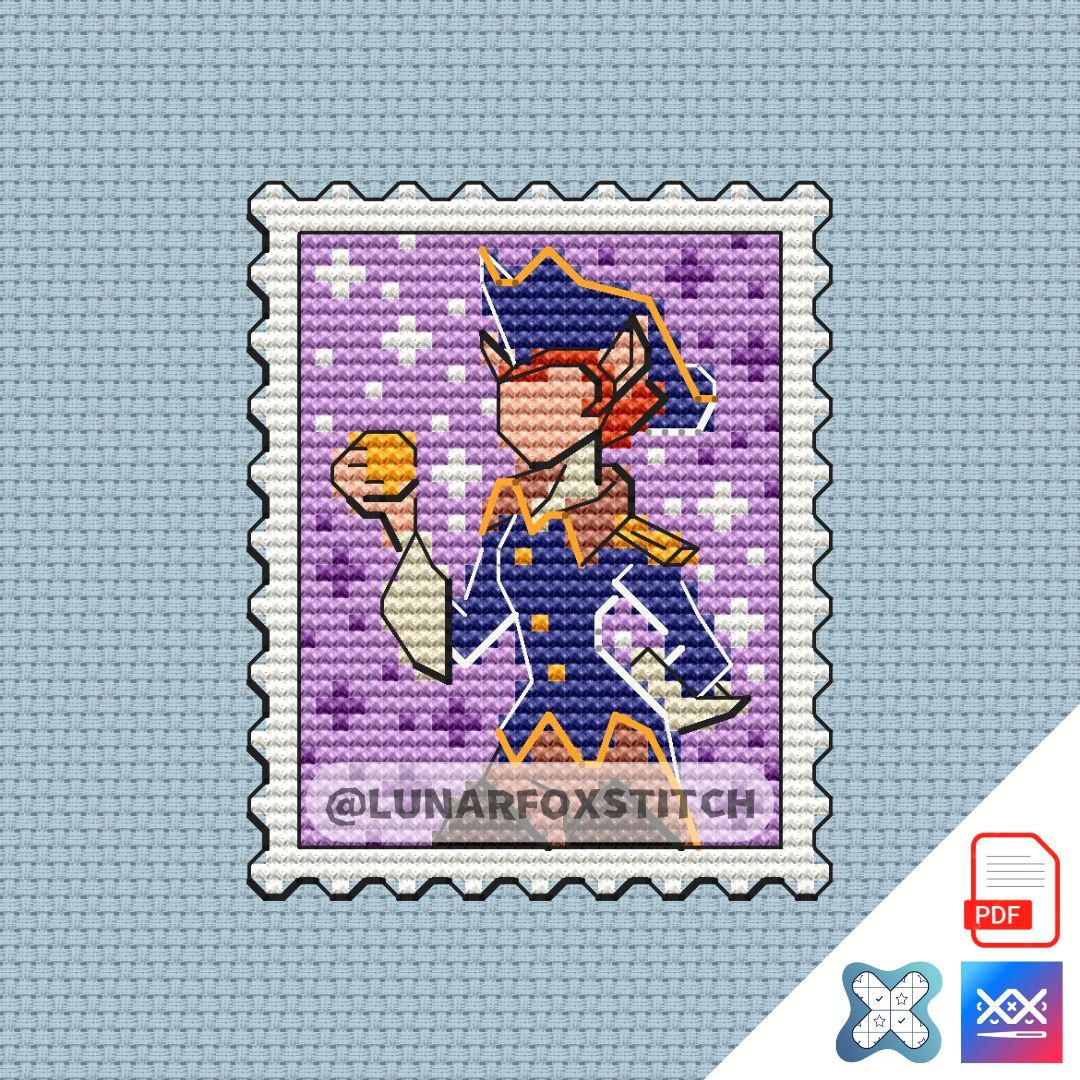 Captain mini postage stamp cross stitch pattern
