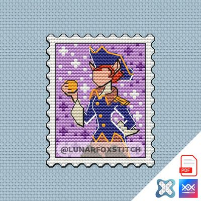 Captain mini postage stamp cross stitch pattern