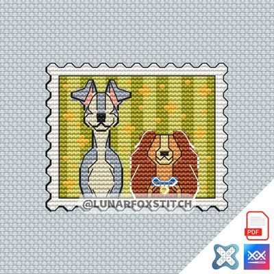 Dogs mini postage stamp cross stitch pattern
