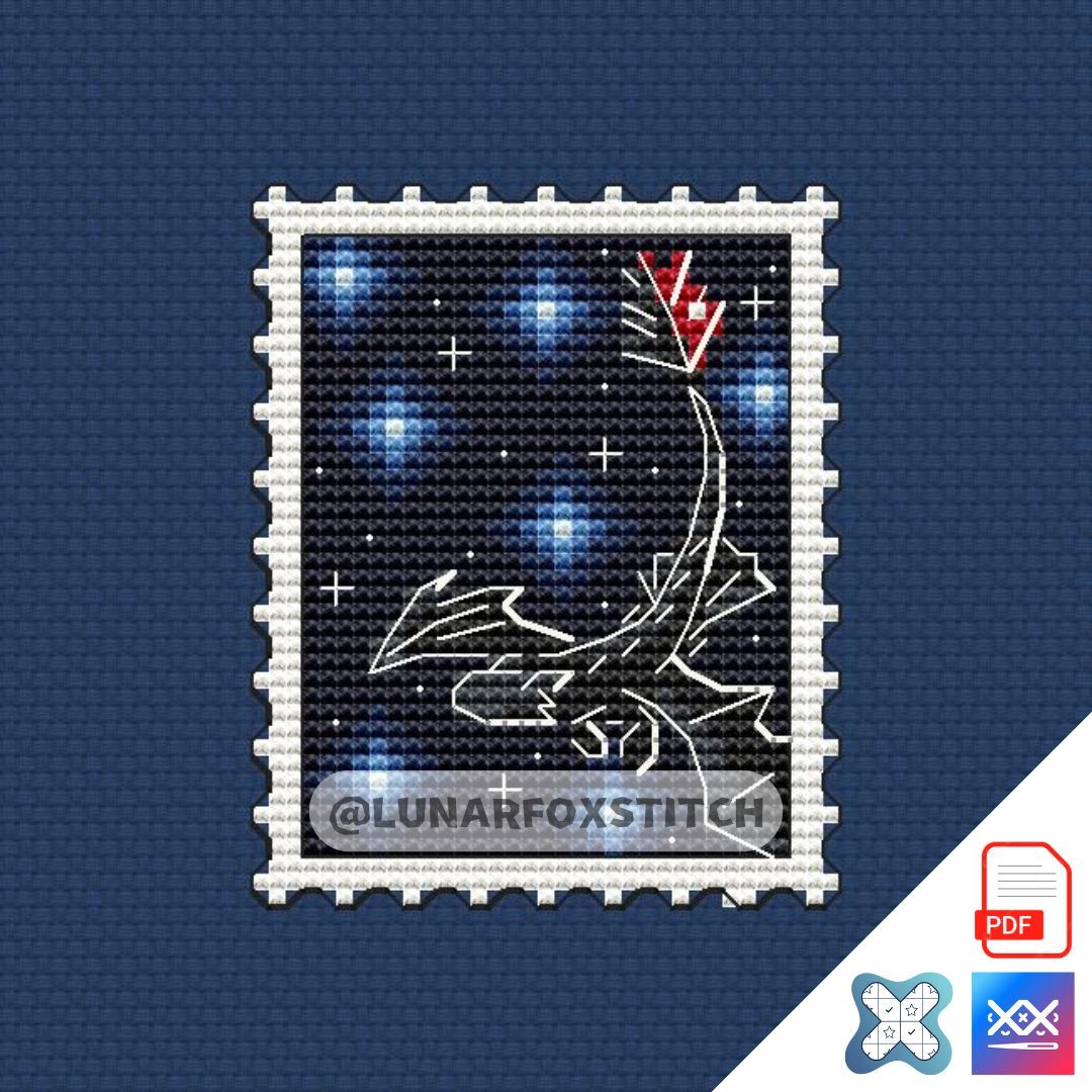 Dragon mini postage stamp cross stitch pattern