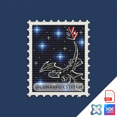 Dragon mini postage stamp cross stitch pattern