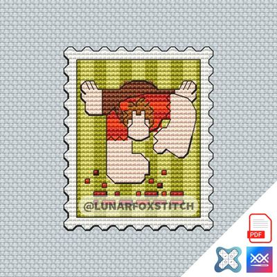 Boy mini postage stamp cross stitch pattern