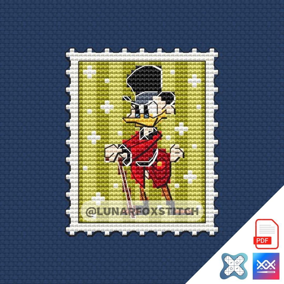 Duck mini postage stamp cross stitch pattern