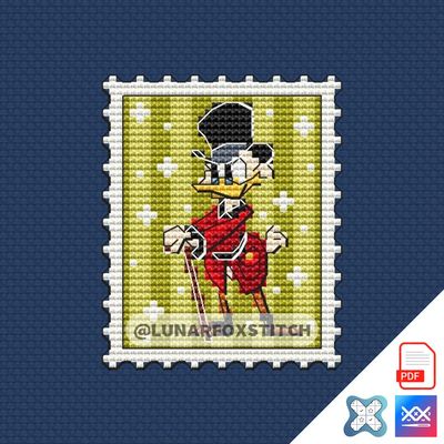 Duck mini postage stamp cross stitch pattern