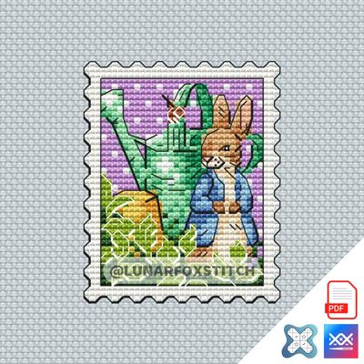 Rabbit mini postage stamp cross stitch pattern