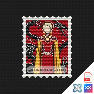 Dragon girl mini postage stamp cross stitch pattern
