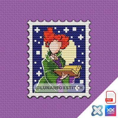 Witch mini postage stamp cross stitch pattern