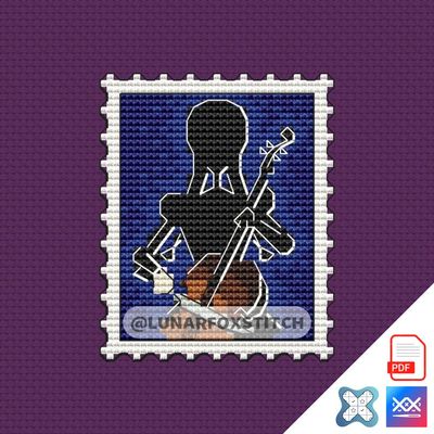 Gothic girl mini postage stamp cross stitch pattern