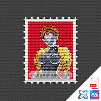 Robot mini postage stamp cross stitch pattern