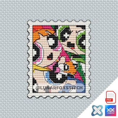 Girls mini postage stamp cross stitch pattern