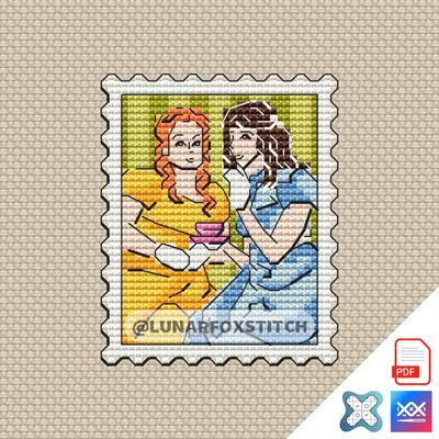 Girls mini postage stamp cross stitch pattern