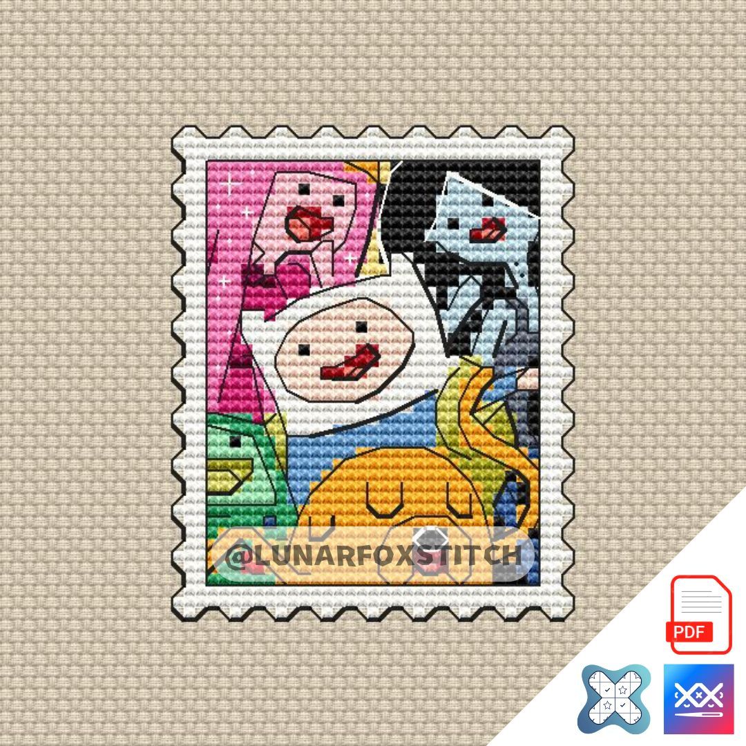 Rainbow friends mini postage stamp cross stitch pattern