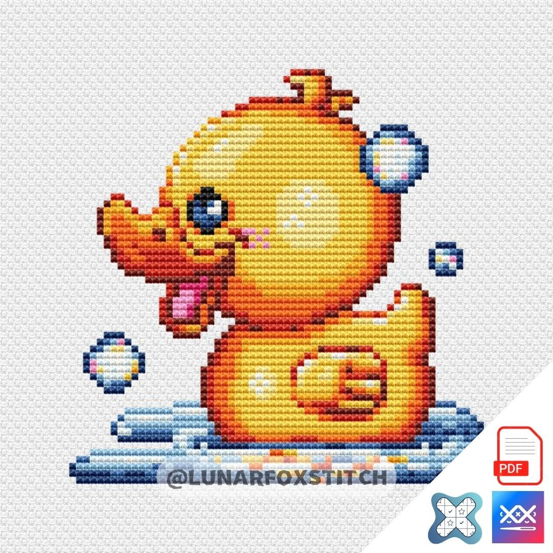 Yellow rubber duck mini cross stitch pattern