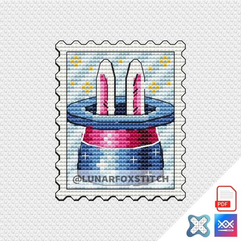 Magic rabbit mini postage stamp cross stitch pattern