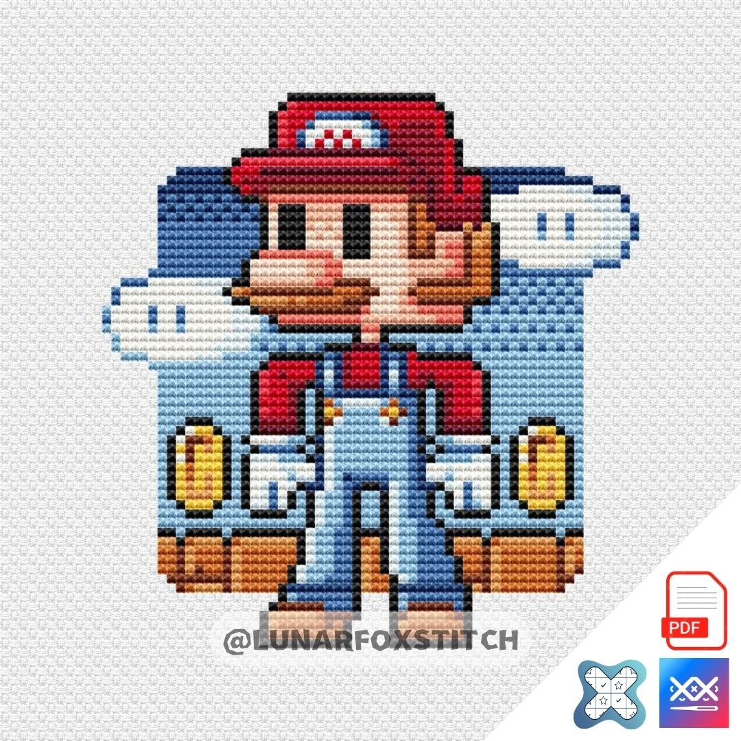 Mustached Man mini cross stitch pattern