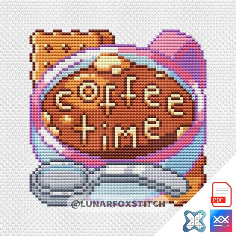Coffee time mini cross stitch pattern