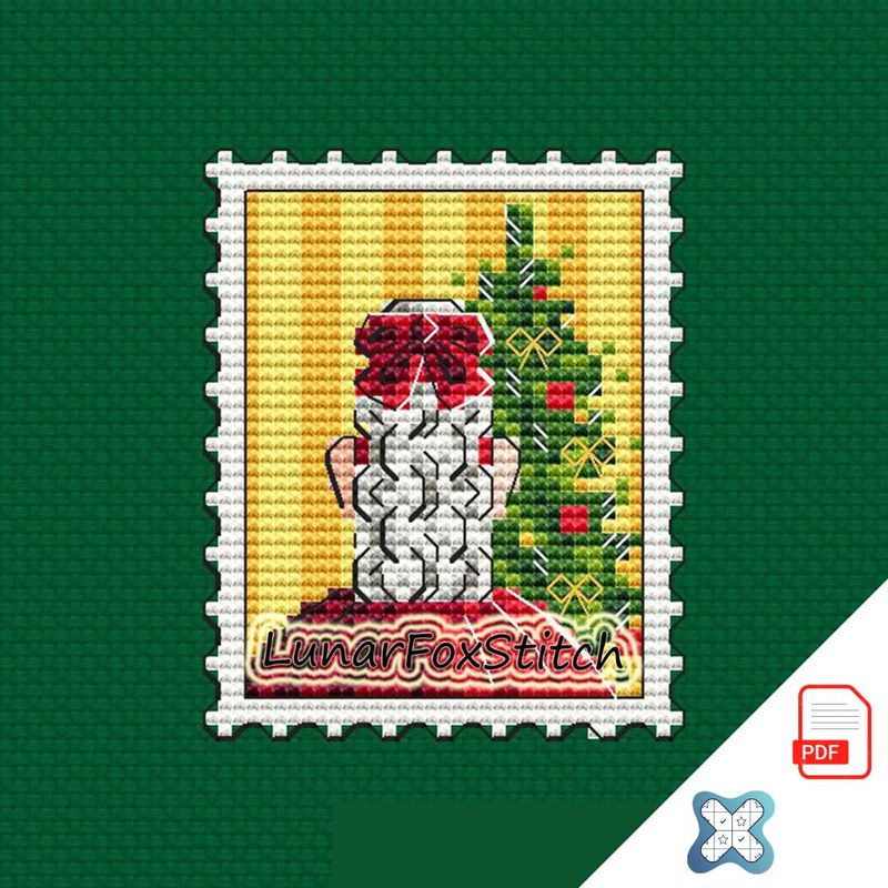 Christmas girl mini postage stamp cross stitch pattern