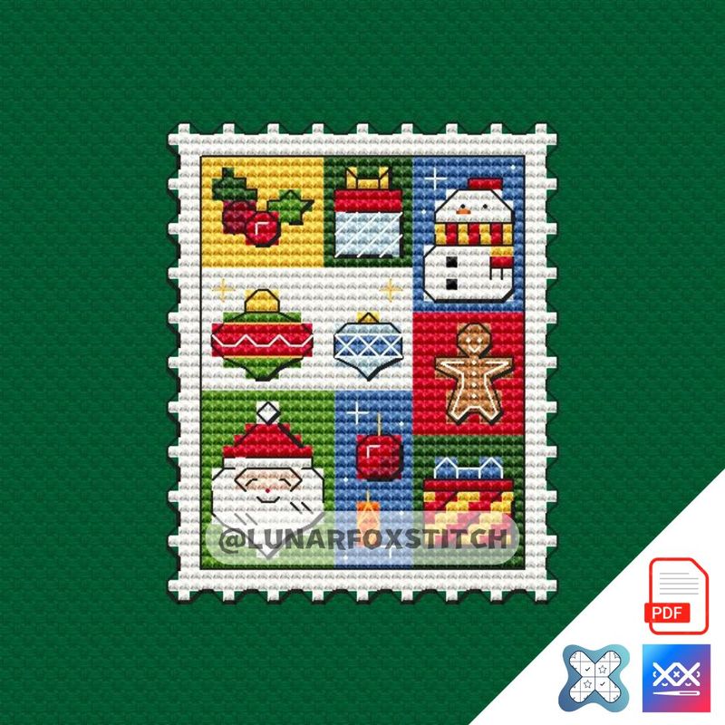 Christmas mini postage stamp cross stitch pattern