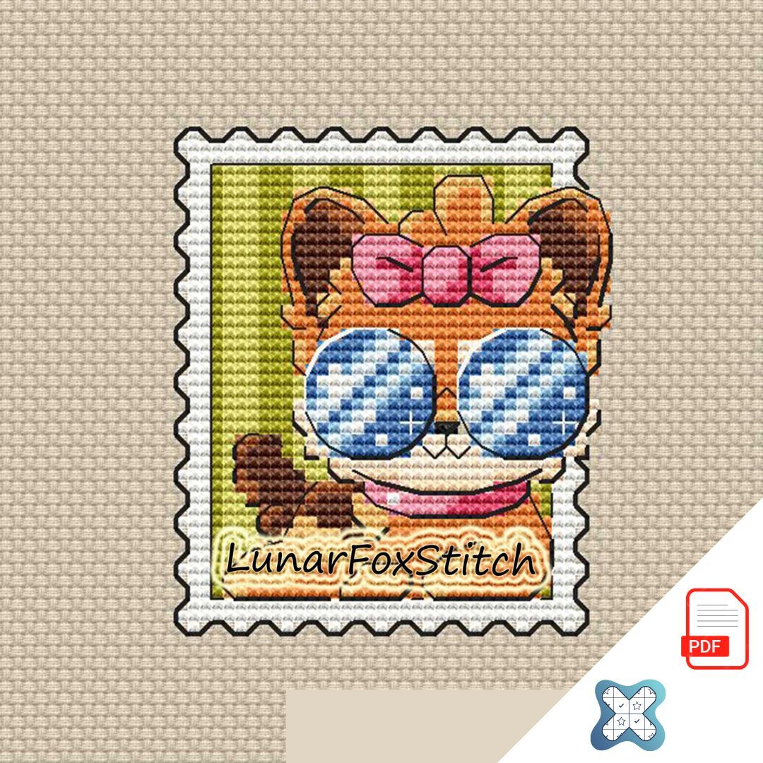 Dog mini postage stamp cross stitch pattern